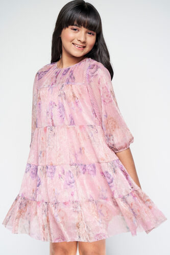 Floral Jewel Flared Dress, Rose Pink, image 4